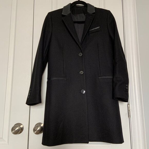 Women's The Kooples Black Wool Cashmere Blend Structured Coat Size 36 - Picture 3 of 16
